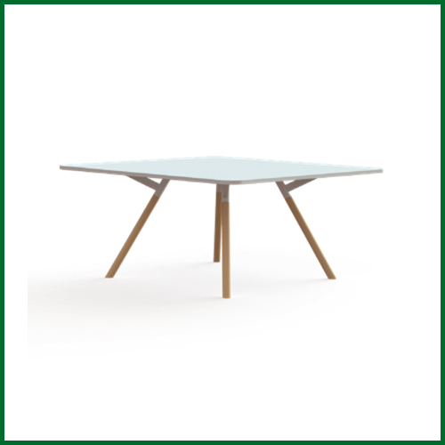Bridge vergadertafel vierkant Melamine massief houten onderstel 1 | staging.kantoor360.nl Bridge vergadertafel vierkant Melamine massief houten onderstel