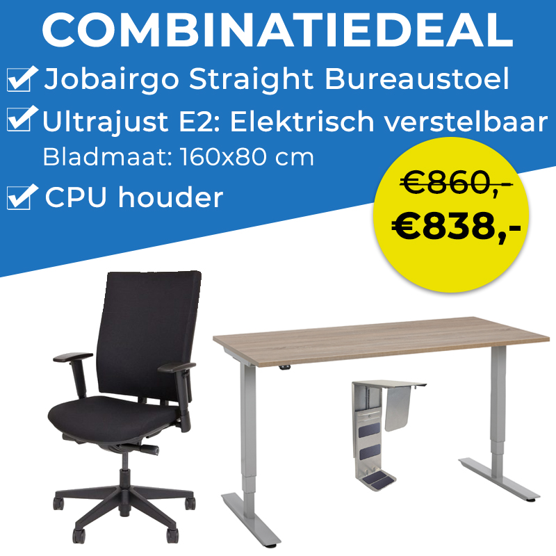 Actie: Ultrajust E2: Elektrisch verstelbaar met bureaustoel Straight en cpu houder 1 | staging.kantoor360.nl Actie: Ultrajust E2: Elektrisch verstelbaar met bureaustoel Straight en cpu houder