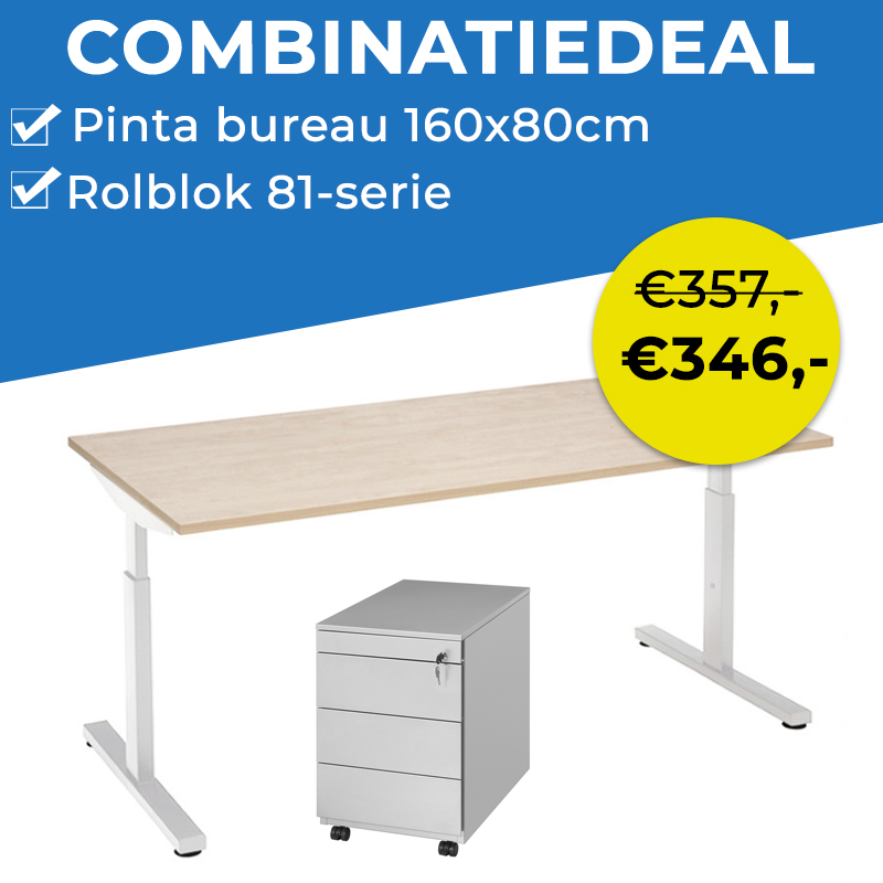 Actie: Pinta bureau 160x80cm met ladeblok 1 | staging.kantoor360.nl Actie: Pinta bureau 160x80cm met ladeblok