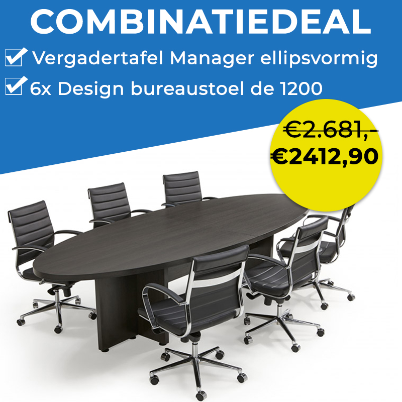 Actie: Vergadertafel Manager Ellipsvormig met 6x Design bureaustoel 1 | staging.kantoor360.nl Actie: Vergadertafel Manager Ellipsvormig met 6x Design bureaustoel