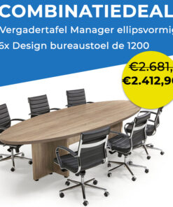 Actie: Vergadertafel Manager Ellipsvormig met 6x Design bureaustoel 5 | staging.kantoor360.nl combinatiedeal5 1 1