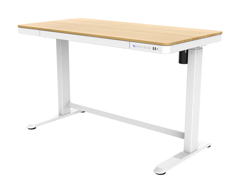 Zit-sta (thuis)werkplek Kunststof blad Eiken / Wit frame 1 | staging.kantoor360.nl Zit-sta (thuis)werkplek Kunststof blad Eiken / Wit frame